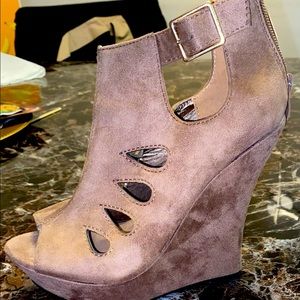 Pink Suede Wedges
